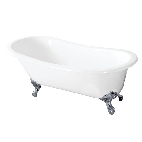 Aqua Eden Clawfoot Bathtubs, 56.69 L, 30.31 W, White/Polished Chrome, Cast Iron VCTND5731B1